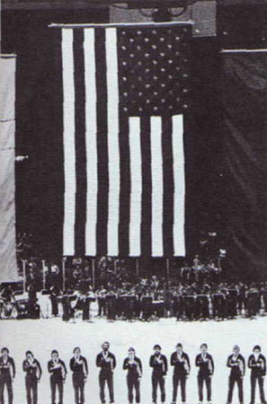 The players during the National Anthem
