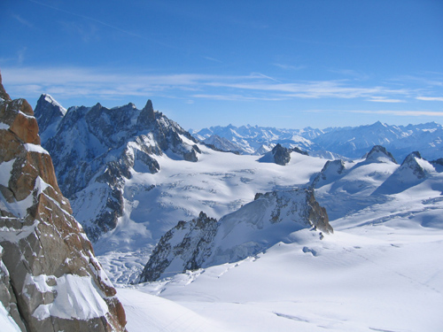 This picture of Mt. Blanc was taken at 14,000 ft. It was taken during a week-long ski trip to the Alps. It was -25 degrees Celcius at this point - that's COLD!