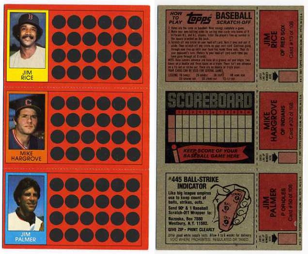 Vern Gorman's Baseball Trading Cards 1981 Topps ScratchOffs Checklist