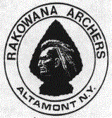 Rakowana logo (image of a Native American superimposed on an arrowhead, surrounded by the text RAKOWANA ARCHERS ALTAMOUNT N.Y.
