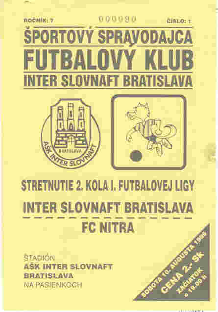 Inter Bratislava Match Programme