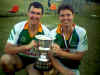 Matt Walsh (right) and the 2000 Championship trophy