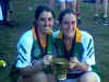 Kirsten Geary (left) and the 2001 Championship Cup