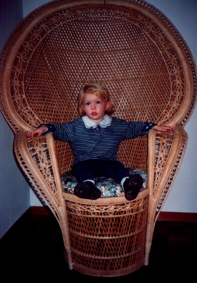 Krizia on chair at Emanuele's place
