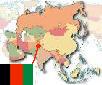 Map of Asia with Flag of Afghanistan