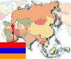 Map of Asia with Flag of Armenia