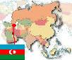 Map of Asia with Flag of Azerbaijan
