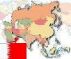 Map of Asia with Flag of Bahrain