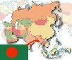 Map of Asia with Flag of Bangladesh