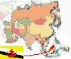Map of Asia with Flag of Brunei