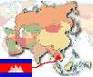 Map of Asia with Flag of Cambodia