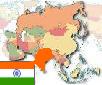 Map of Asia with Flag of India