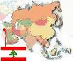 Map of Asia with Flag of Lebanon
