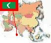 Map of Asia with Flag of Maldives