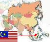 Map of Asia with Flag of Malaysia
