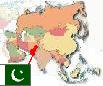 Map of Asia with Flag of Pakistan