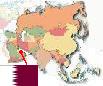 Map of Asia with Flag of Qatar