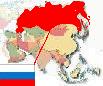 Map of Asia with Flag of Russia
