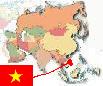 Map of Asia with Flag of Vietnam