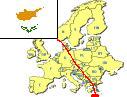 Map of Europe highlighting 
Cyprus