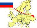 Map of Europe highlighting 
Russia