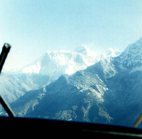 Everest from the front of the plane.  About 5km away.