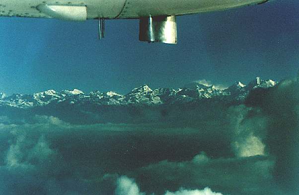 Range of mountains as you fly up the Kathmandu valley toward Everest.