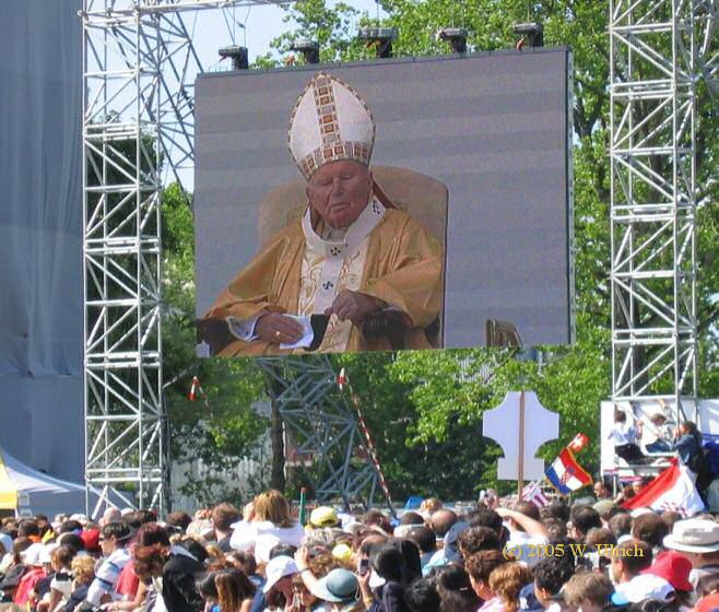 April 2005 - John Paul II on 6 June 2004, offering an open-air Sunday mass in Bern, Switzerland