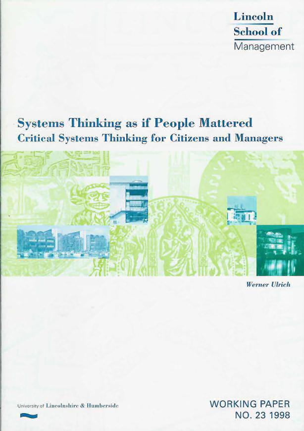 Cover, Systems Thinking as if People Mattered