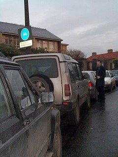 Crs parked in the cycle track outside of St Joseph's School in Fairview, Dublin