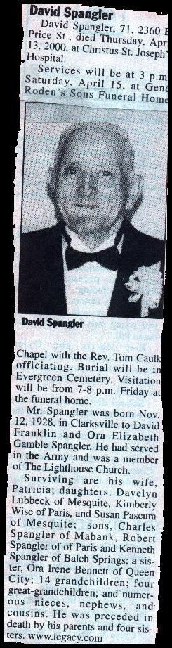 Dad's obituary notice