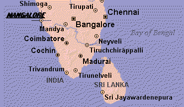Map showing Mangalore