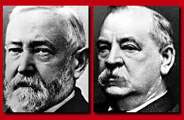 Benjamin Harrison (left) won; Grover Cleveland lost