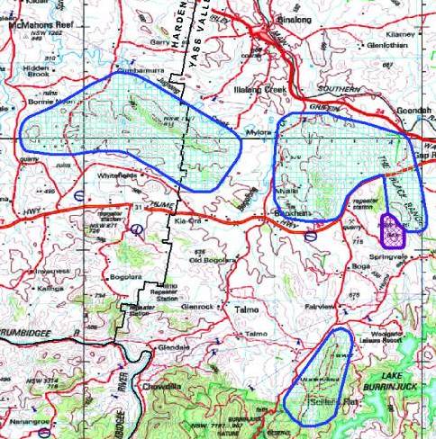 Map Yass wind farms