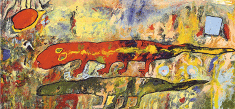 Harlekinade, 1999, 180 x 80 cm, Eitempera auf Leinen