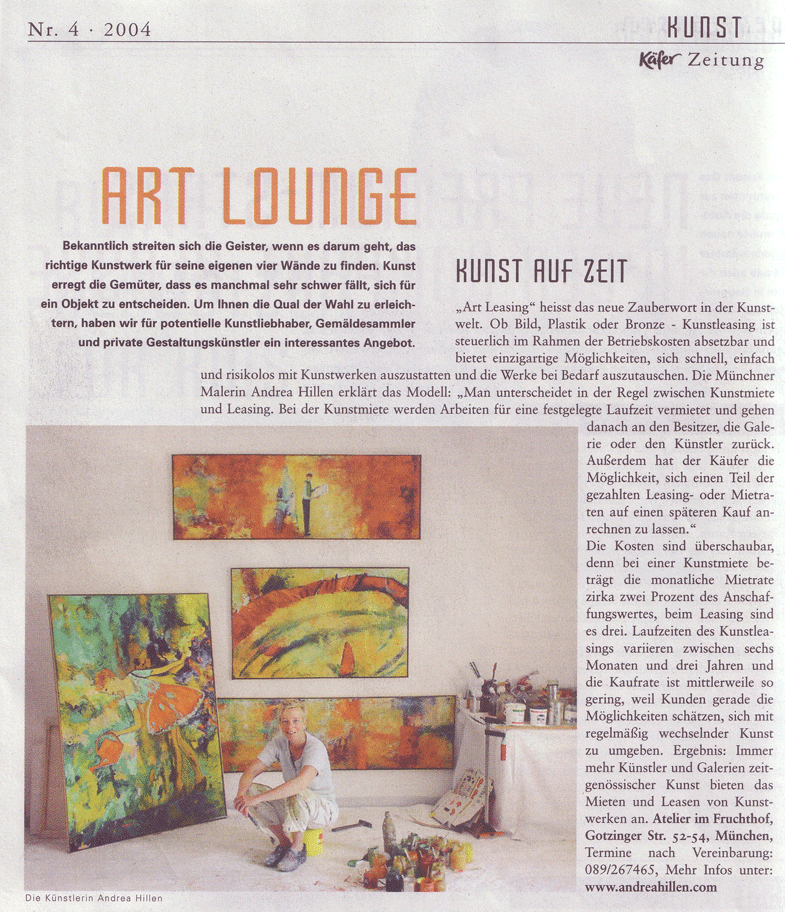 Kunstleasing Artikel - Münchner Käferzeitung September 2004