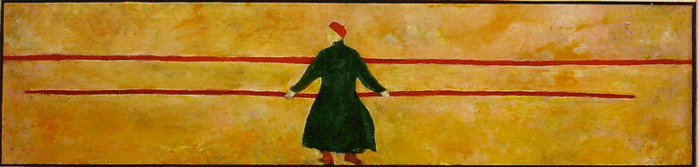 Postulant,  24 x 165 cm, Technik: Eitempera auf Leinen