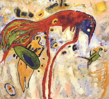 Grünes Tablett, 1997, 120 x 140 cm, Eitempera auf Leinen