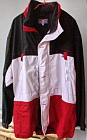 weiß-rot-schwarze Übergangsjacke