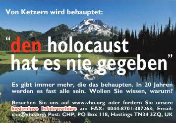 Werbeplakat 'den Holocaust hat es nie gegeben'