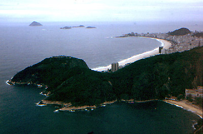 Blick vom Zuckerhut auf die weltberhmte Copacabana