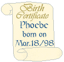 Phoebe's birth certificate