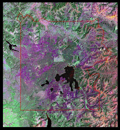 Satellite image of Yellowstone