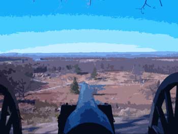 A modern-day view of the Peach Orchard and the Wheat Field, as seen from Little Round Top
