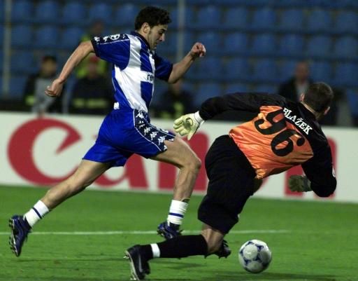 Capucho moves past Blazek to score.