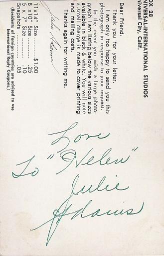 
Julie Adams post card
