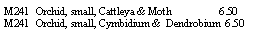 Text Box: M241  Orchid, small, Cattleya & Moth                  6.50M241  Orchid, small, Cymbidium &  Dendrobium  6.50