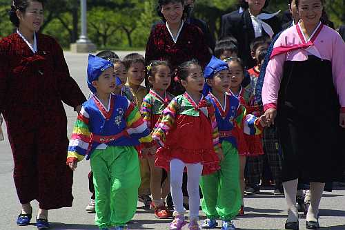 Children at Kumsusan Memorial Palace