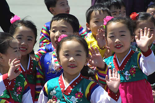Children at Kumsusan Memorial Palace