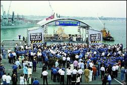 The Quo stage on deck of the Ark Royal - copyright VG (www.vg.no, 6th August 2002, photographer Espen Haslene)